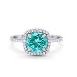 Halo Wedding Engagement Ring Round Simulated Cubic Zirconia 925 Sterling Silver