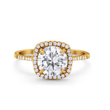 Halo Wedding Engagement Ring Round Simulated Cubic Zirconia 925 Sterling Silver