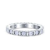 Full Eternity Stackable Ring Wedding Band Round Simulated Cubic Zirconia 925 Sterling Silver (3mm)