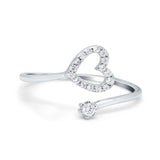 Round Heart Promise Eternity Ring Simulated Cubic Zirconia 925 Sterling Silver