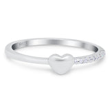 Wedding Heart Promise Ring Round Simulated Cubic Zirconia 925 Sterling Silver