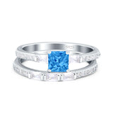 Princess Cut Bridal Ring Set with Cubic Zirconia  & Sterling Silver