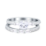 Princess Cut Baguette CZ Bridal Ring Set 925 Sterling Silver