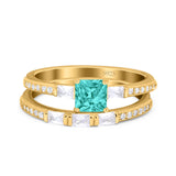 Princess Cut Bridal Ring Set with Cubic Zirconia  & Sterling Silver