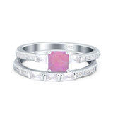 Princess Cut Bridal Ring Set with Cubic Zirconia  & Sterling Silver