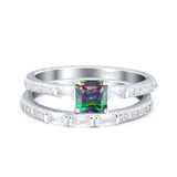 Princess Cut Bridal Ring Set with Cubic Zirconia  & Sterling Silver