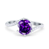 Art Deco Wedding Bridal Engagement Ring Round Simulated Cubic Zirconia 925 Sterling Silver