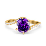 Art Deco Wedding Bridal Engagement Ring Round Simulated Cubic Zirconia 925 Sterling Silver