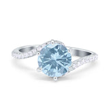 Art Deco Wedding Bridal Engagement Ring Round Simulated Cubic Zirconia 925 Sterling Silver