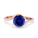 Art Deco Wedding Bridal Engagement Ring Round Simulated Cubic Zirconia 925 Sterling Silver