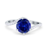 Art Deco Wedding Bridal Engagement Ring Round Simulated Cubic Zirconia 925 Sterling Silver