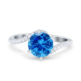 Art Deco Wedding Bridal Engagement Ring Round Simulated Cubic Zirconia 925 Sterling Silver