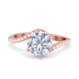 Art Deco Wedding Bridal Engagement Ring Round Simulated Cubic Zirconia 925 Sterling Silver