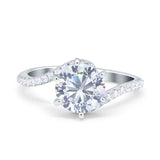 Art Deco Wedding Bridal Engagement Ring Round Simulated Cubic Zirconia 925 Sterling Silver