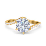 Art Deco Wedding Bridal Engagement Ring Round Simulated Cubic Zirconia 925 Sterling Silver
