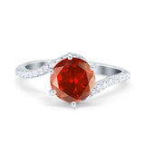 Art Deco Wedding Bridal Engagement Ring Round Simulated Cubic Zirconia 925 Sterling Silver