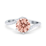 Art Deco Wedding Bridal Engagement Ring Round Simulated Cubic Zirconia 925 Sterling Silver