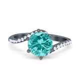 Art Deco Wedding Bridal Engagement Ring Round Simulated Cubic Zirconia 925 Sterling Silver