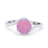 Art Deco Wedding Bridal Engagement Ring Round Simulated Cubic Zirconia 925 Sterling Silver