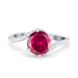 Art Deco Wedding Bridal Engagement Ring Round Simulated Cubic Zirconia 925 Sterling Silver