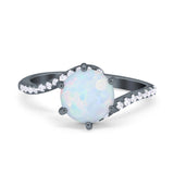 Art Deco Wedding Bridal Engagement Ring Round Simulated Cubic Zirconia 925 Sterling Silver