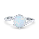 Art Deco Wedding Bridal Engagement Ring Round Simulated Cubic Zirconia 925 Sterling Silver