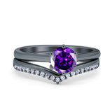 Wedding Engagement Band Piece Ring Round Simulated CZ 925 Sterling Silver