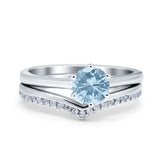 Wedding Engagement Band Piece Ring Round Simulated CZ 925 Sterling Silver