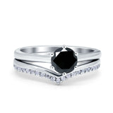 Wedding Engagement Band Piece Ring Round Simulated CZ 925 Sterling Silver