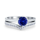 Wedding Engagement Band Piece Ring Round Simulated CZ 925 Sterling Silver