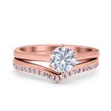 Wedding Engagement Band Piece Ring Round Simulated CZ 925 Sterling Silver