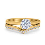 Wedding Engagement Band Piece Ring Round Simulated CZ 925 Sterling Silver
