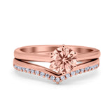 Wedding Engagement Band Piece Ring Round Simulated CZ 925 Sterling Silver