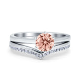 Wedding Engagement Band Piece Ring Round Simulated CZ 925 Sterling Silver