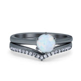 Wedding Engagement Band Piece Ring Round Simulated CZ 925 Sterling Silver
