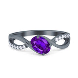 Oval Engagement Ring Simulated Cubic Zirconia 925 Sterling Silver