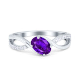 Oval Engagement Ring Simulated Cubic Zirconia 925 Sterling Silver