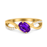 Oval Engagement Ring Simulated Cubic Zirconia 925 Sterling Silver