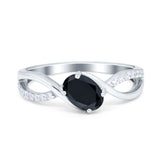 Oval Engagement Ring Simulated Cubic Zirconia 925 Sterling Silver