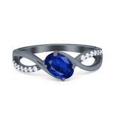 Oval Engagement Ring Simulated Cubic Zirconia 925 Sterling Silver
