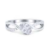 Oval Engagement Ring Simulated Cubic Zirconia 925 Sterling Silver