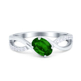 Oval Engagement Ring Simulated Cubic Zirconia 925 Sterling Silver