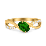 Oval Engagement Ring Simulated Cubic Zirconia 925 Sterling Silver