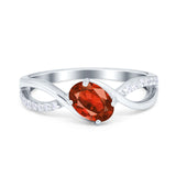 Oval Engagement Ring Simulated Cubic Zirconia 925 Sterling Silver