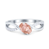 Oval Engagement Ring Simulated Cubic Zirconia 925 Sterling Silver