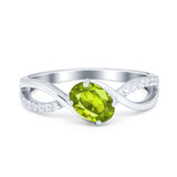 Oval Engagement Ring Simulated Cubic Zirconia 925 Sterling Silver