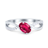 Oval Engagement Ring Simulated Cubic Zirconia 925 Sterling Silver