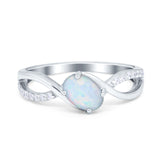 Oval Engagement Ring Simulated Cubic Zirconia 925 Sterling Silver