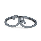 Fashion Swirl Dainty Petite Ring Round Simulated Cubic Zirconia 925 Sterling Silver