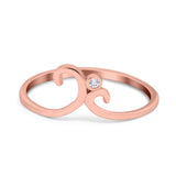 Fashion Swirl Dainty Petite Ring Round Simulated Cubic Zirconia 925 Sterling Silver